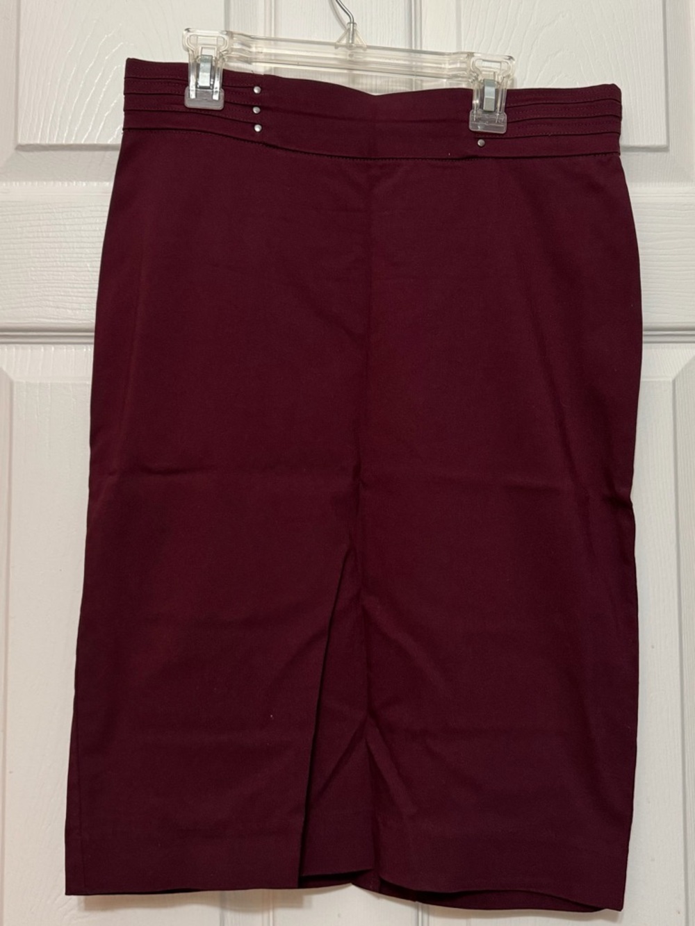 Classic Wine Pencil Skirt with Subtle Waist Detail